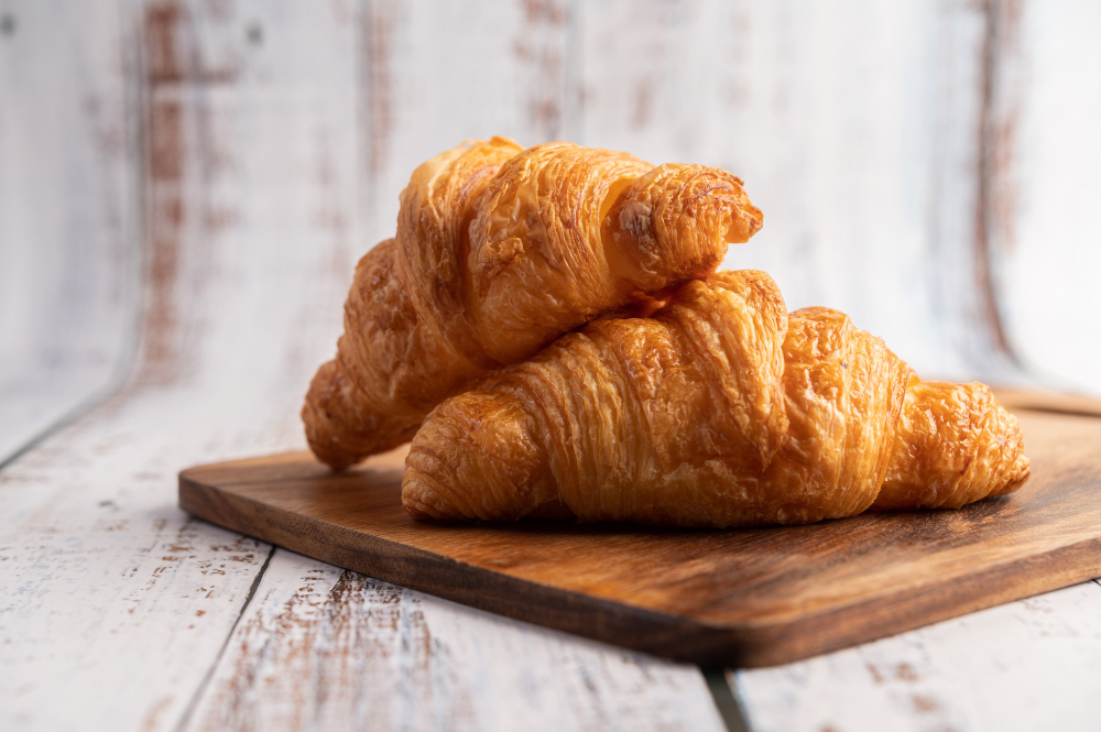 Fresh croissant served in the cafe